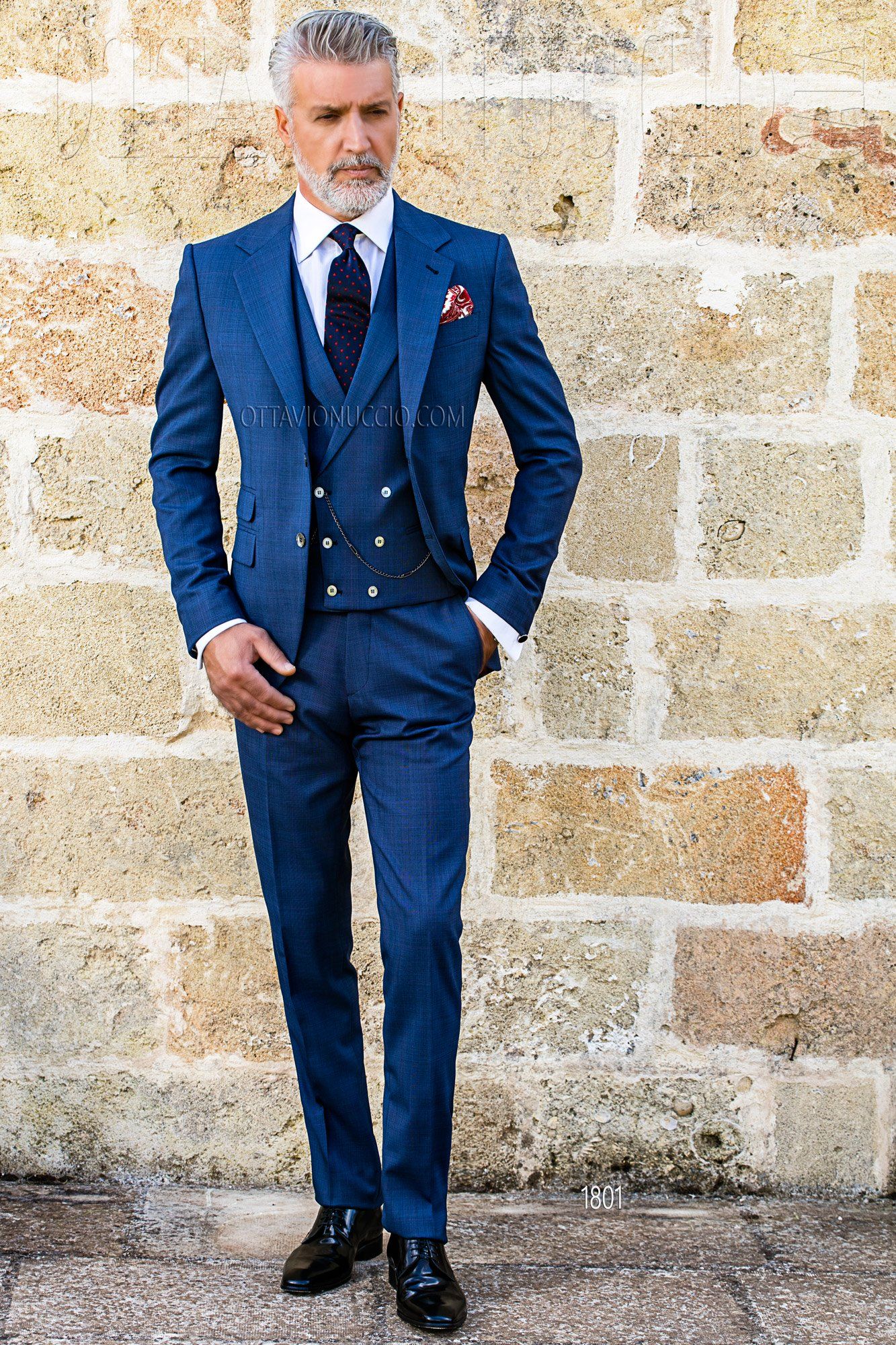 Blue Prince of Wales Men Wedding Suit