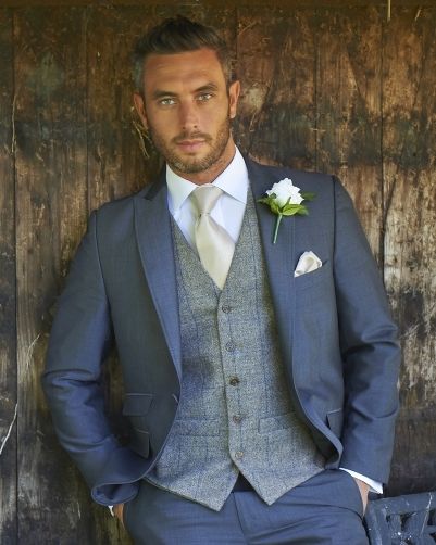 Blue Tweed Wedding Suit