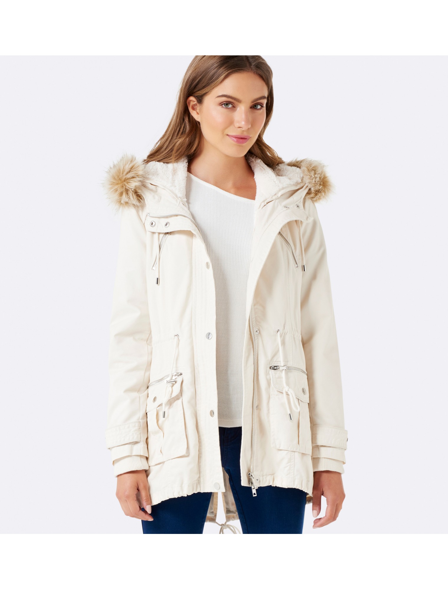 Ladies cream parkas shop