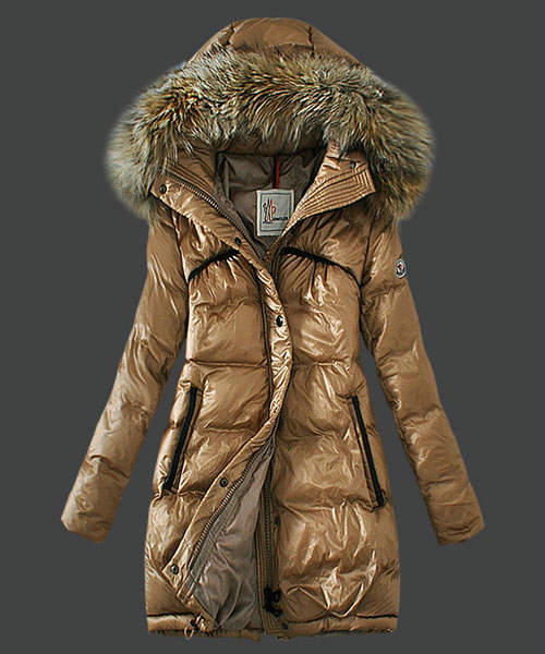 Moncler Fur Hood Tan Parka Jacket for Women
