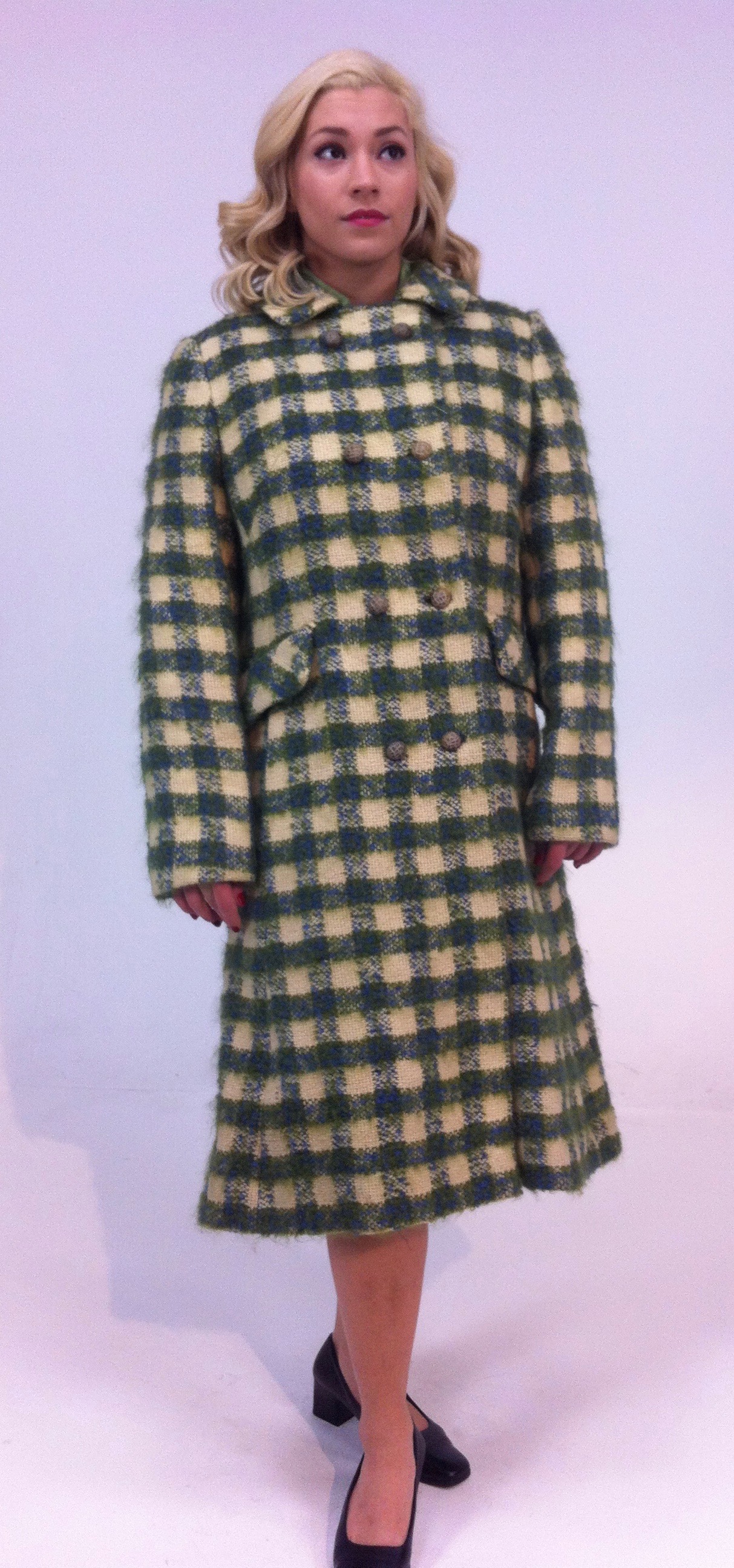 Plaid Double Breasted Women Fitted Winter Coat