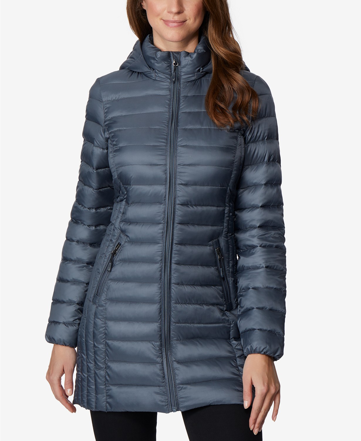 Weathered Slate 32 Degrees Hooded Packable Down Puffer Coat