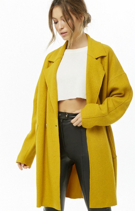 Yellow Woolen Cocoon Coat