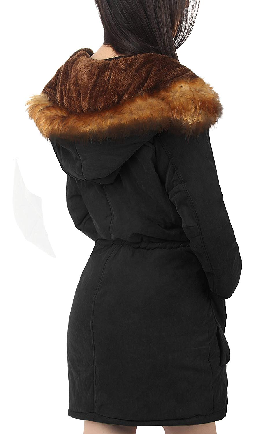 Black 4HOW Womens Parka Hooded Coat