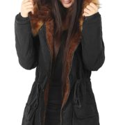Black Winter Coat With Fur Hood Fashionable