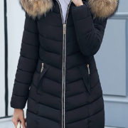Black Winter Coat With Fur Hood Modern