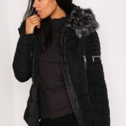 Black Winter Coat With Fur Hood Trendy