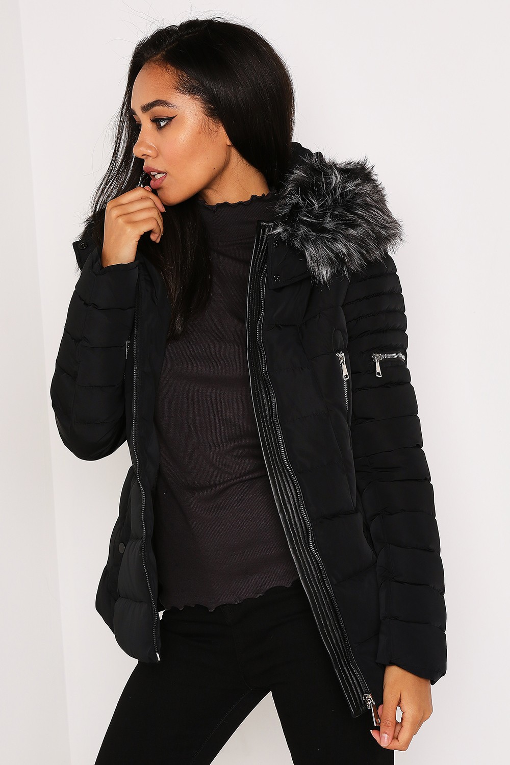 Black Winter Coat with Fur Hood – Gives You the Best Stylish Look | Fit ...