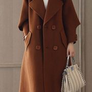 Double Breasted Belted Pea Coat for Women