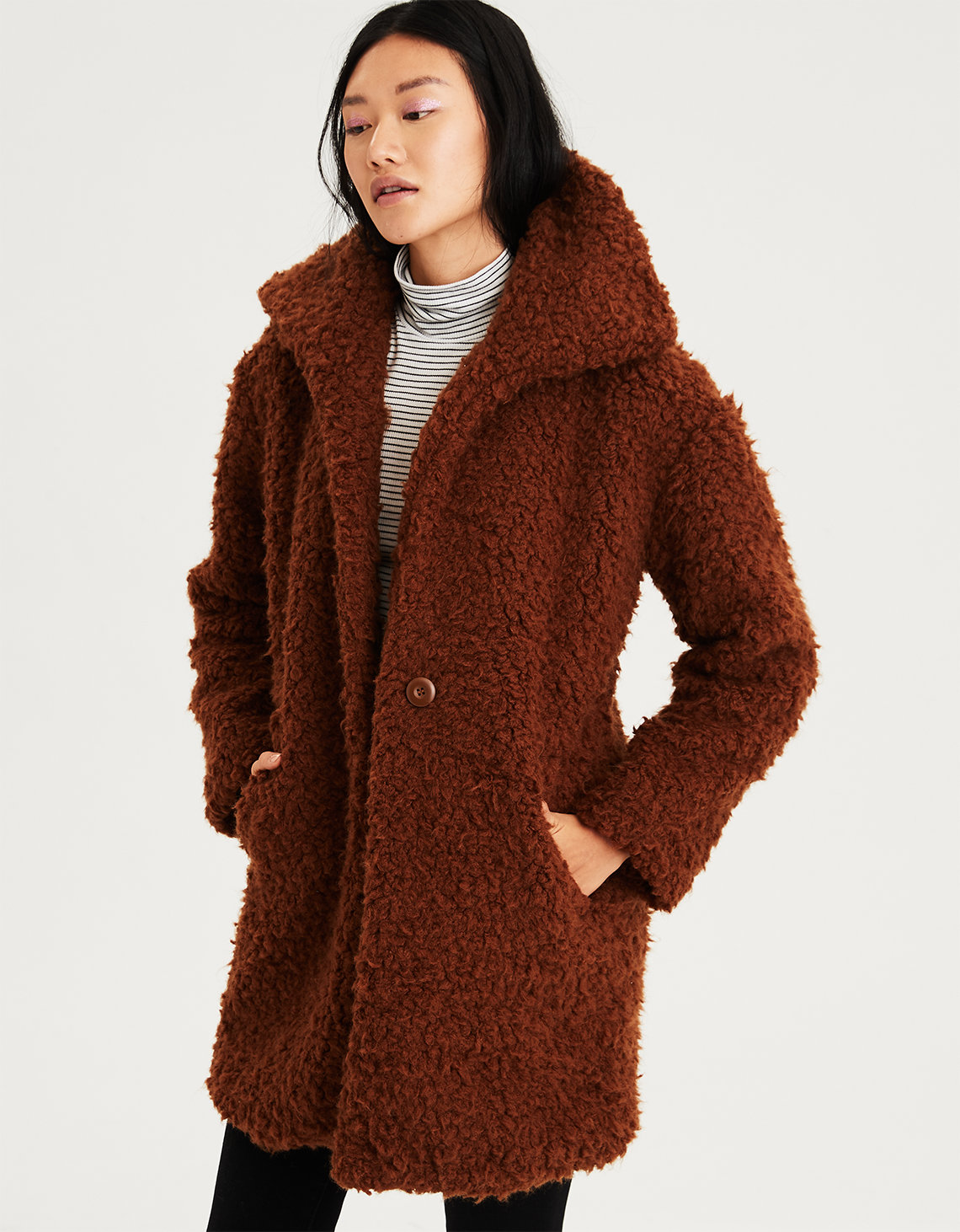 Faux Sherpa Cocoon Coat