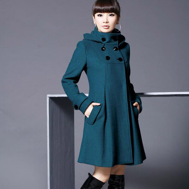 Chanyuhui Women Elegant Parkas Ladies Winter Lapel Slim Long Coat Jacket Wool Overcoat Winter Warm Windproof Outwear