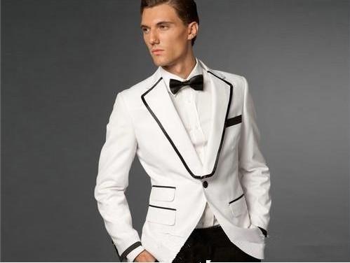 Groom White Tuxedo Style Mens Wedding Suit
