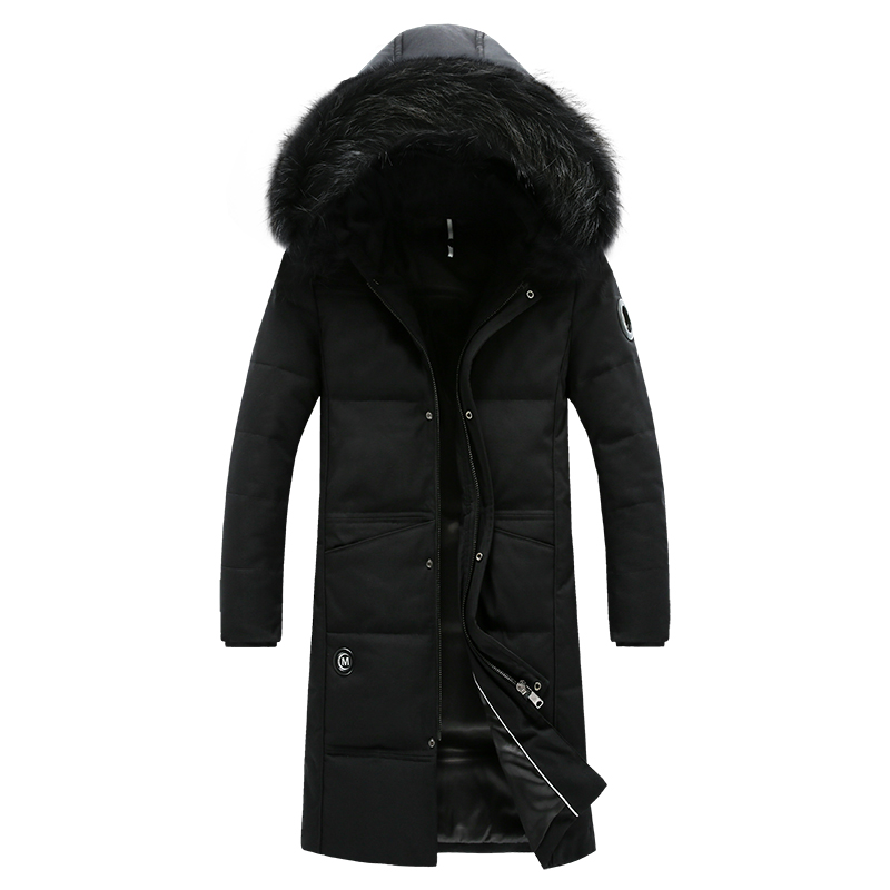 Long Black Fur Hooded Winter Jacket