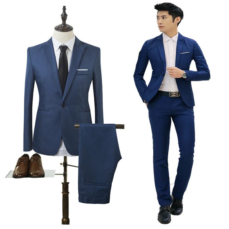 Navy Blue Business Style Wedding Suit