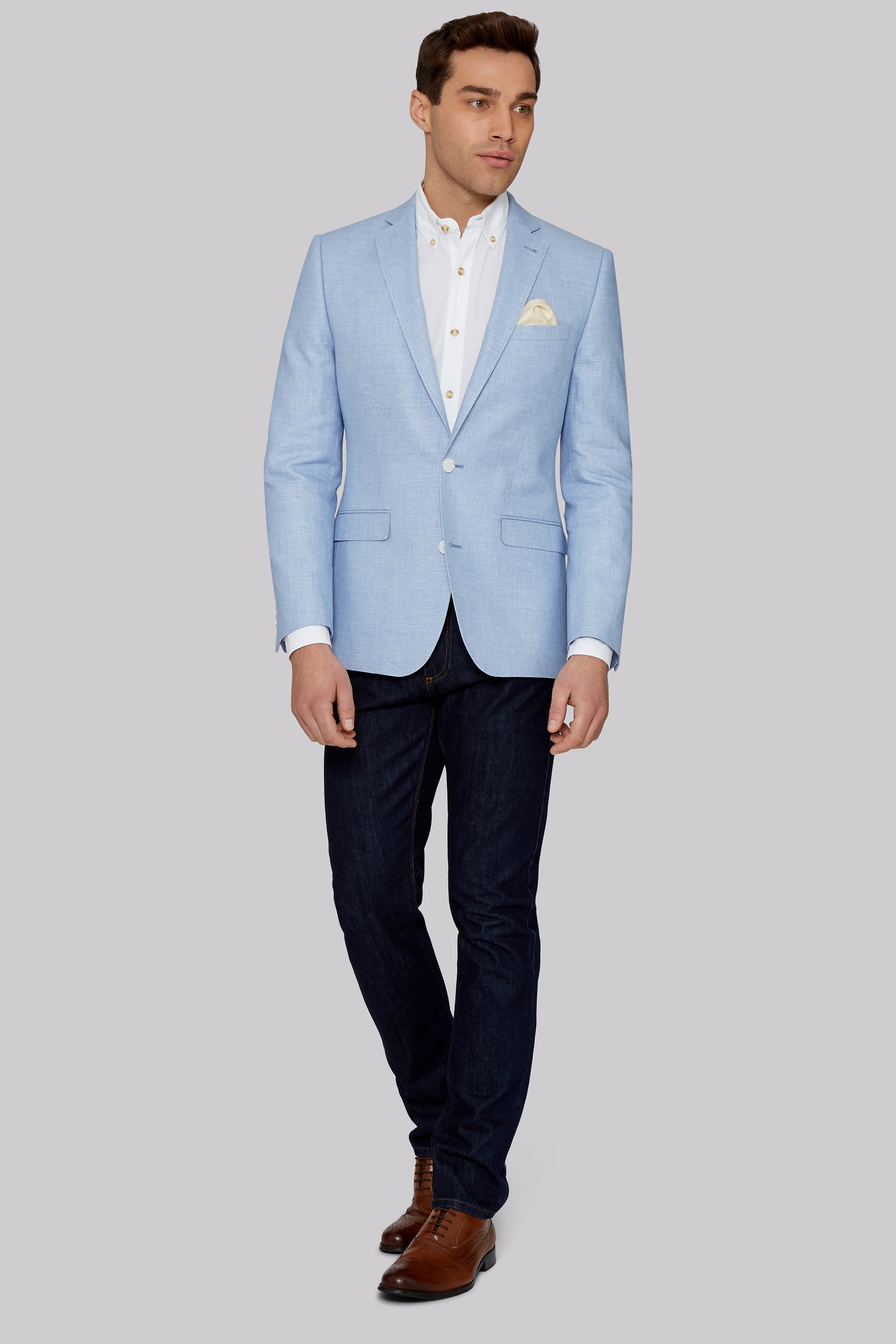 Sky Blue Blazer With Jeans Combination 