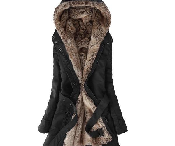 Women Fur Hooded Winter Jacket