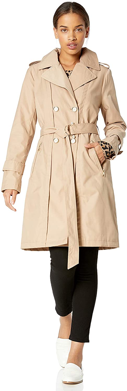 Karl Lagerfeld Paris womens Classic Tailored Slim Fit Double Breasted Trench Coat
