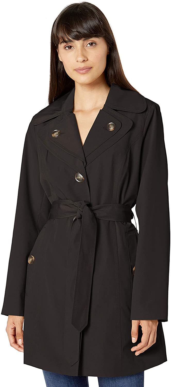 LONDON FOG womens Double Lapel Mid Length Trench