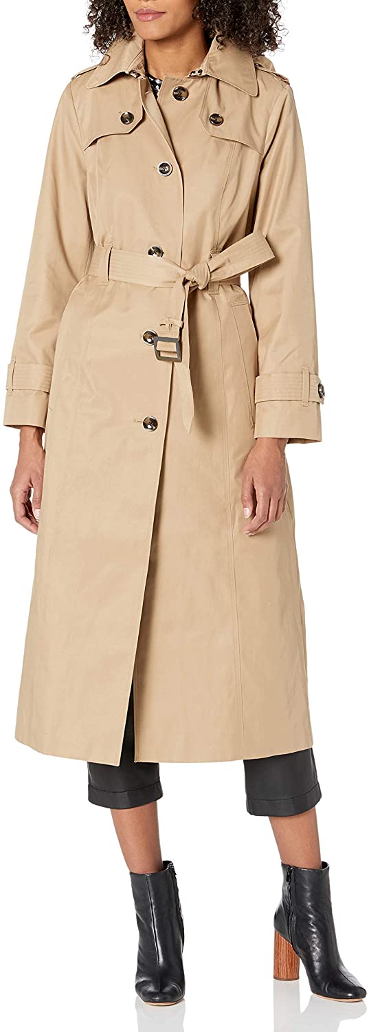 LONDON FOG womens Single Breasted Long Trench Coat