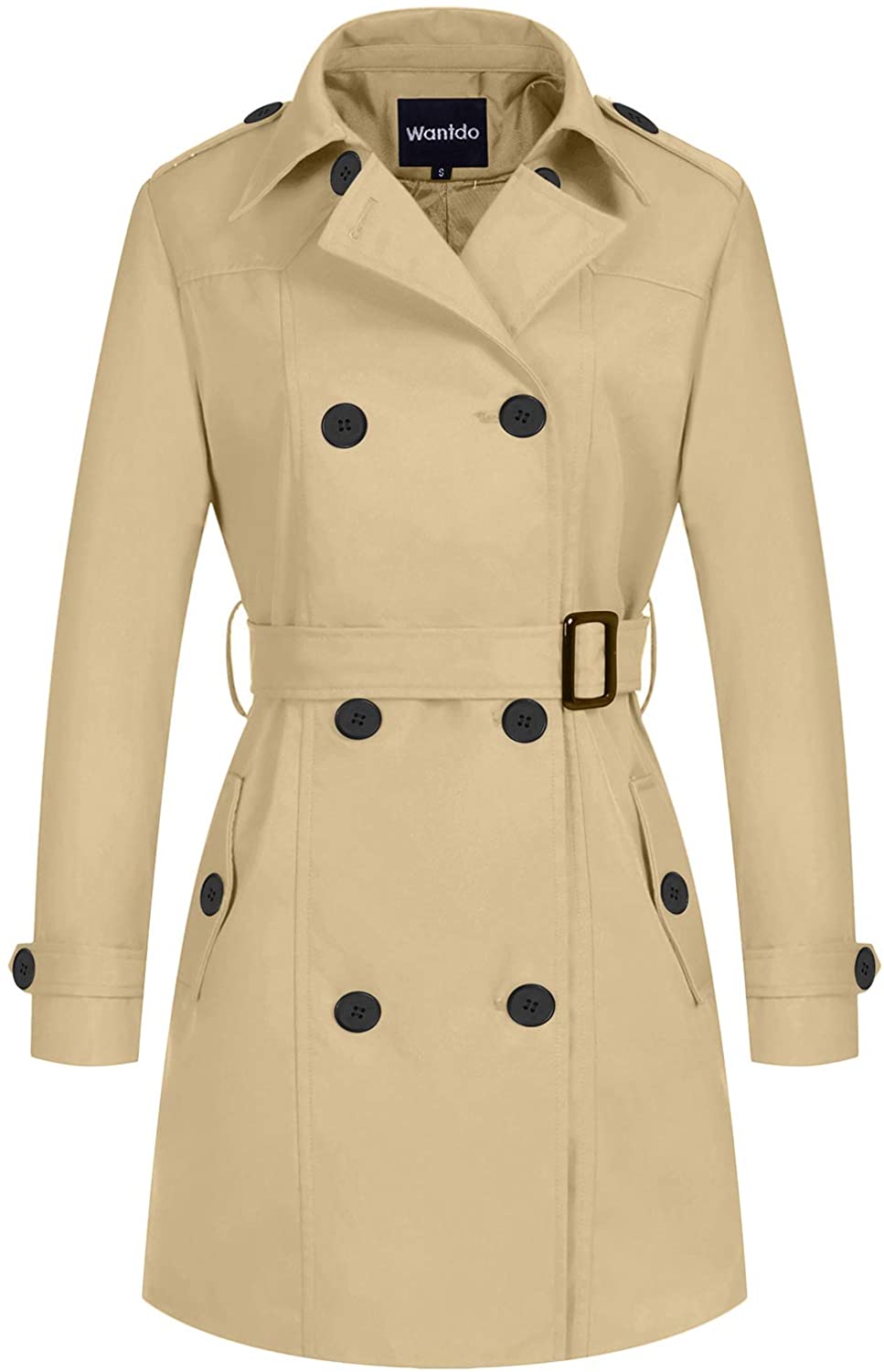 Wantdo Women's Waterproof Double Breasted Trench Coat